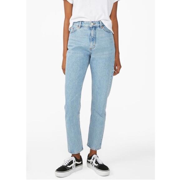 Monki Denim - Monki Kimono High Relaxed 100% Cotton Mom Jeans Light Wash Women’s Size 28